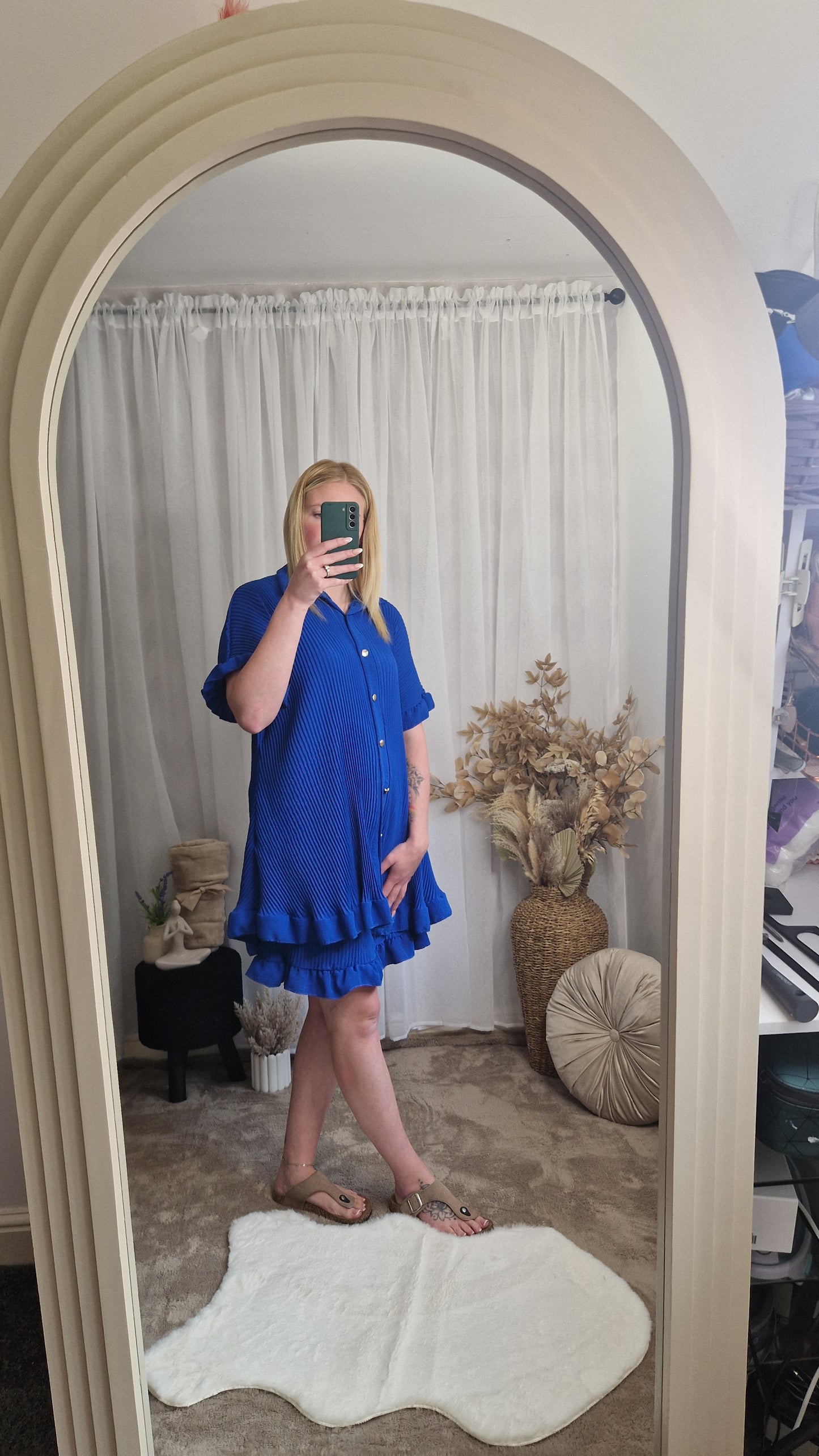Button Detail Pleated Co-Ord