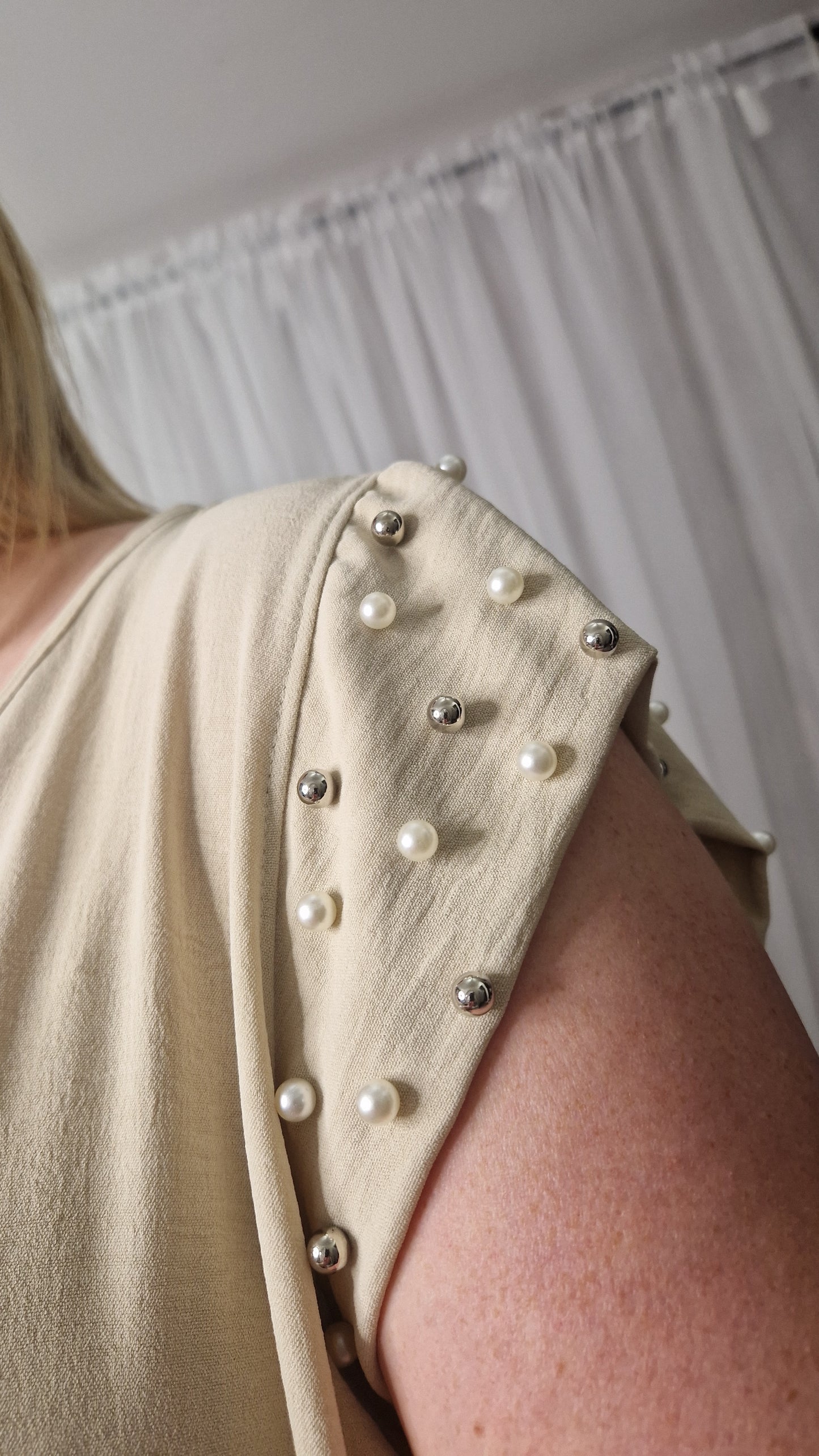 Pearl Detail Sleeve Top