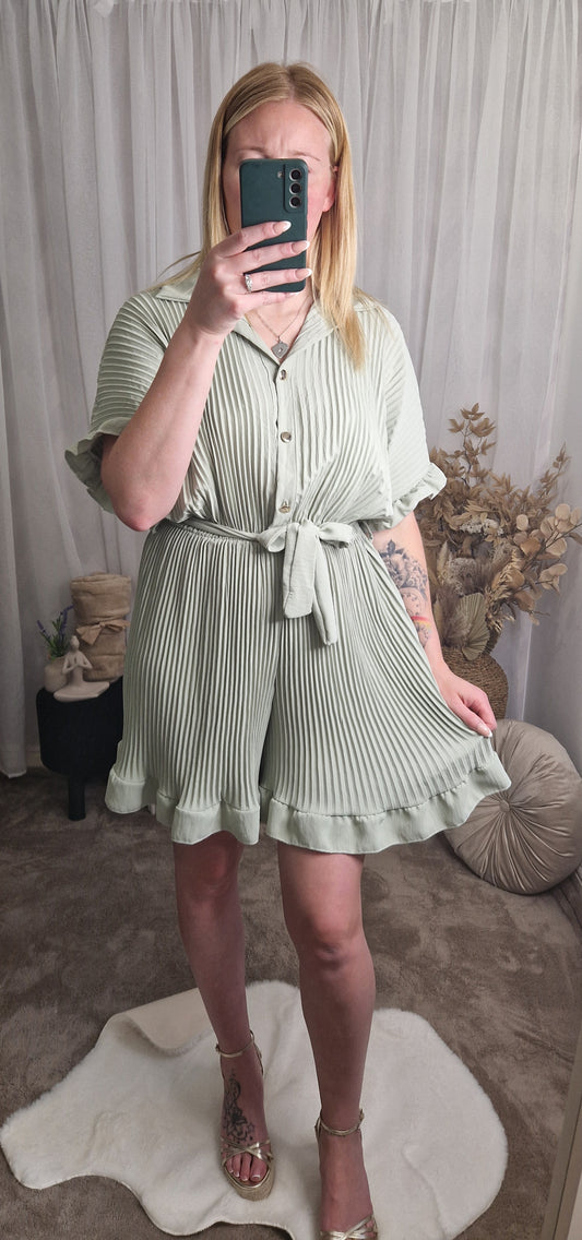 Pleated Button Detail Playsuit
