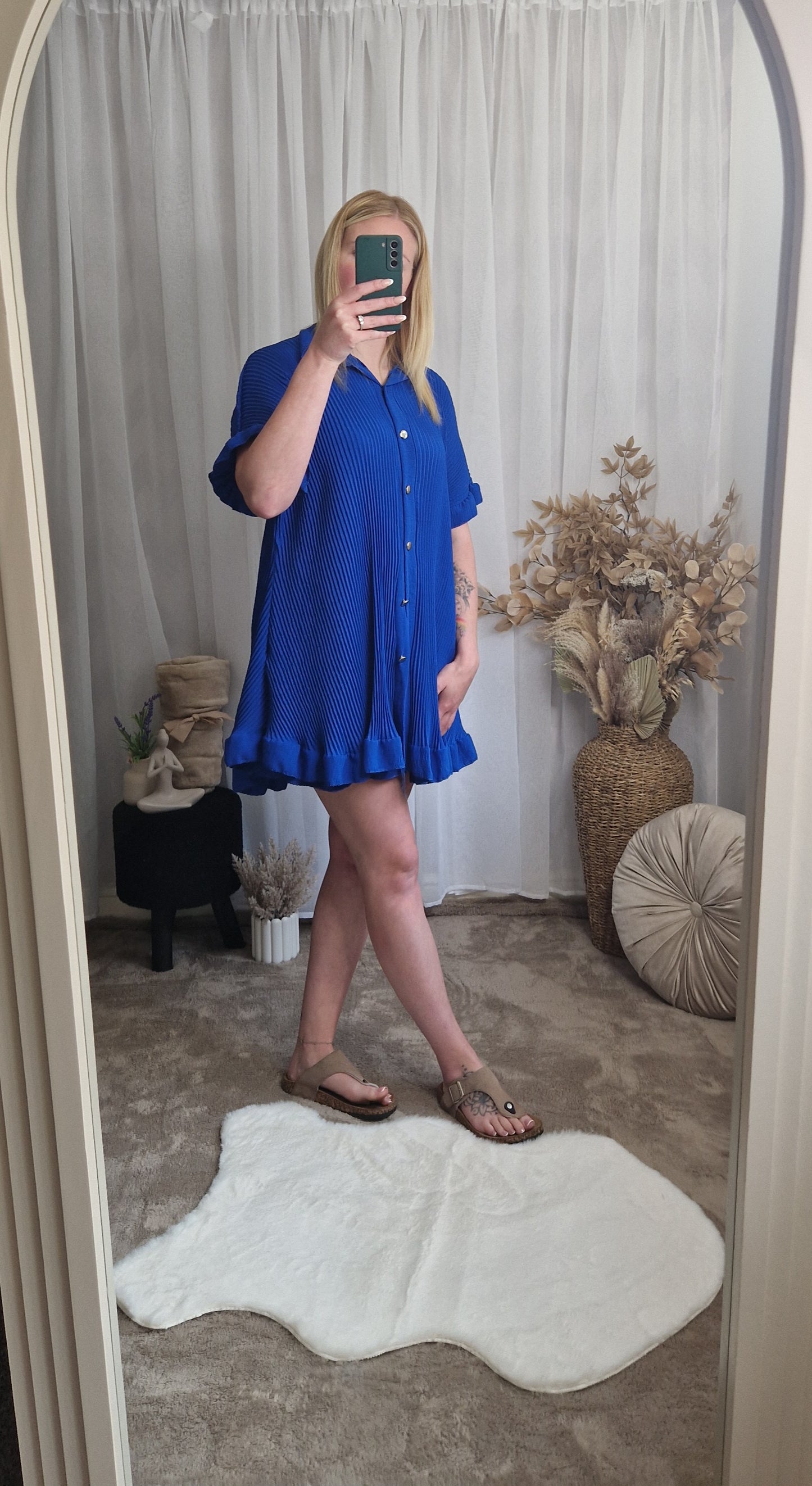 Button Detail Pleated Co-Ord